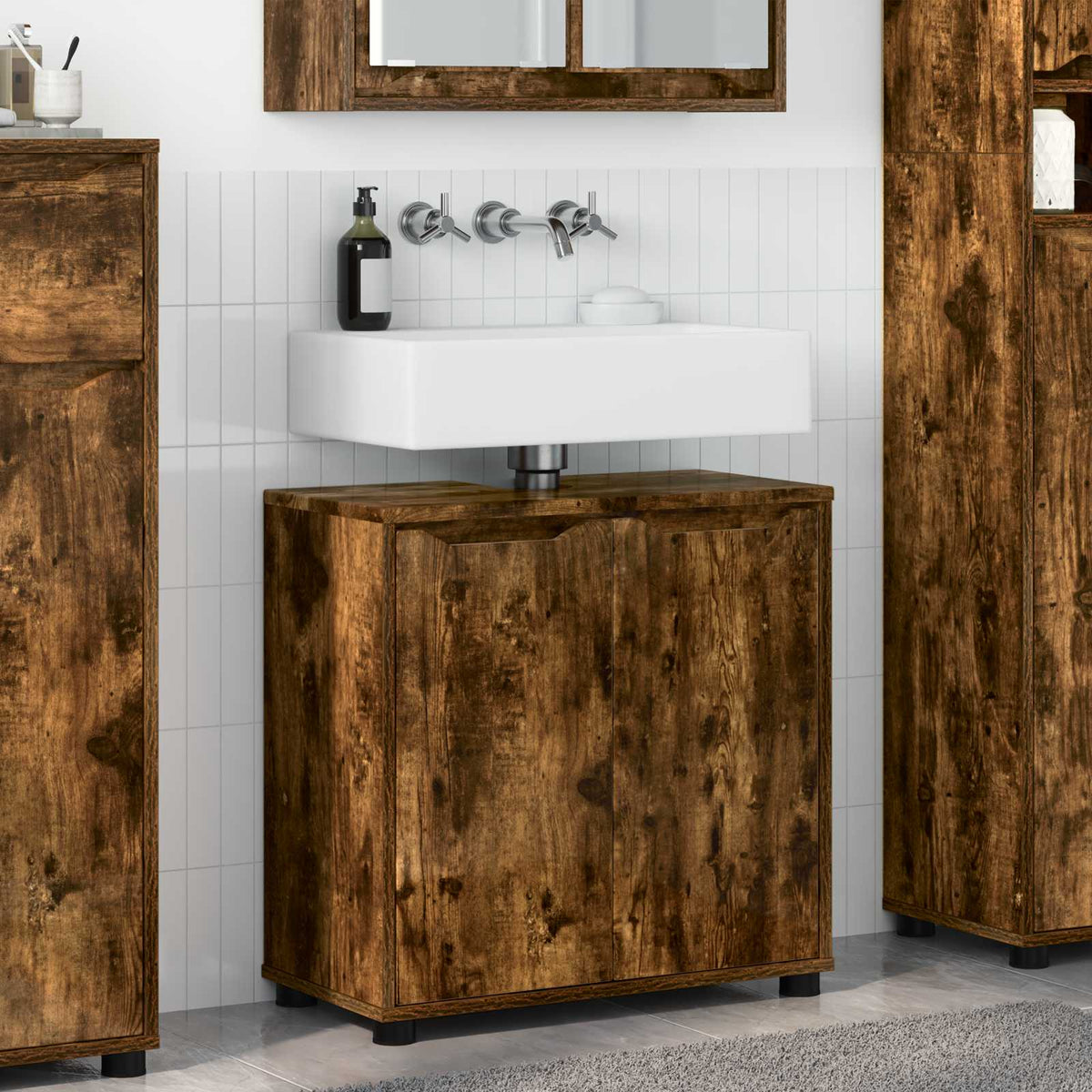 Bathroom Basin Cabinet 60 x 30 x 60 cm Smoked oak