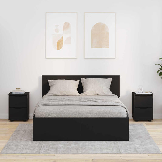 Bedside Table 30.5 x 30 x 43 cm Engineered Wood Black 2