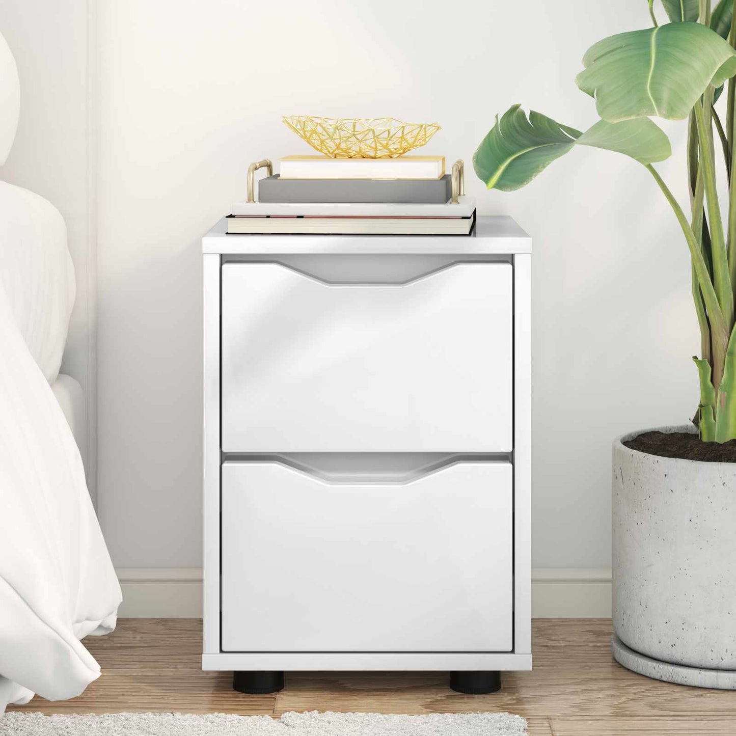 vidaXL Bedside Table High Gloss White 30.5 x 30 x 43 cm 4
