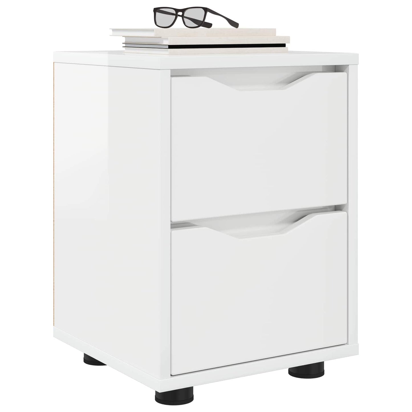 vidaXL Bedside Table High Gloss White 30.5 x 30 x 43 cm 3
