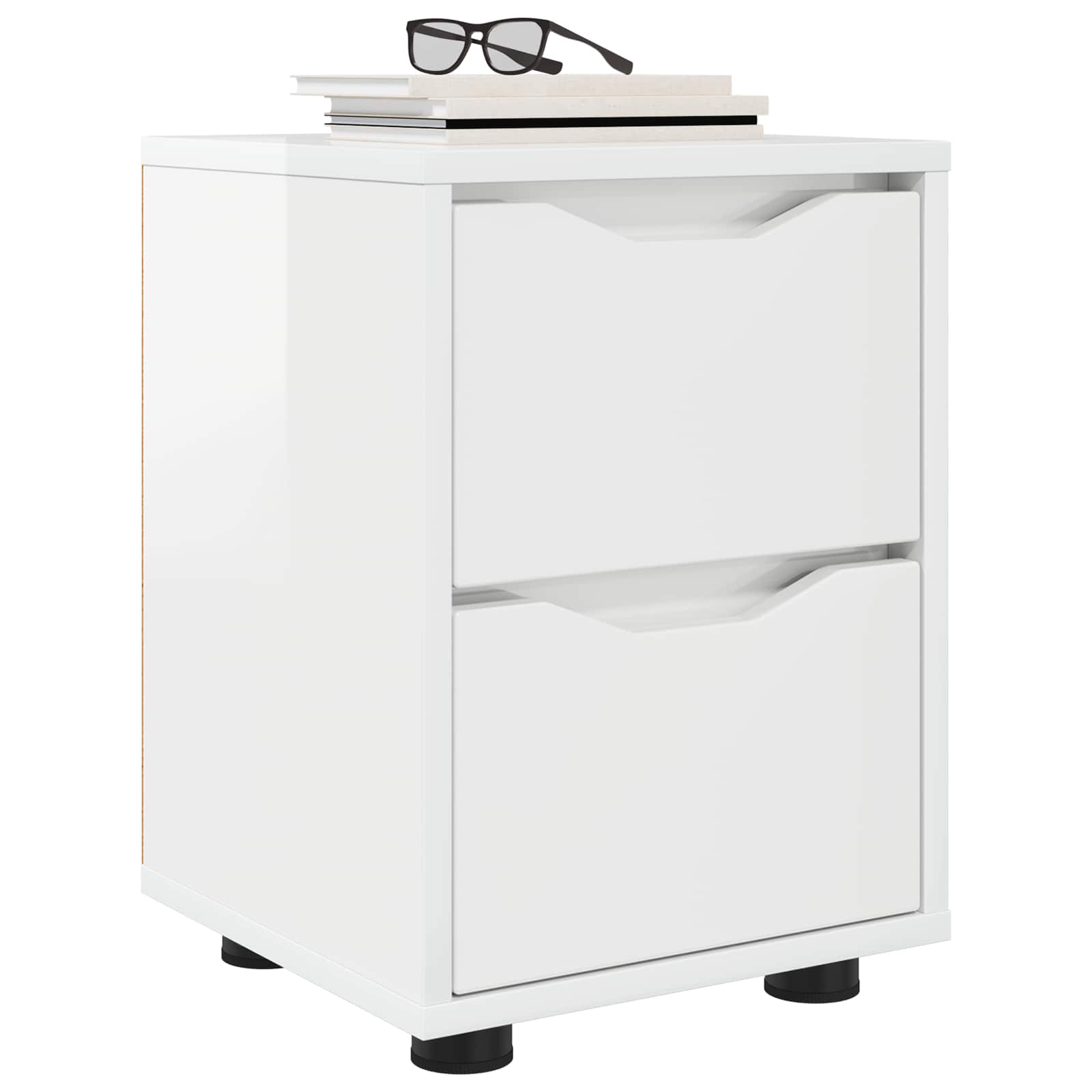 vidaXL Bedside Table High Gloss White 30.5 x 30 x 43 cm 3