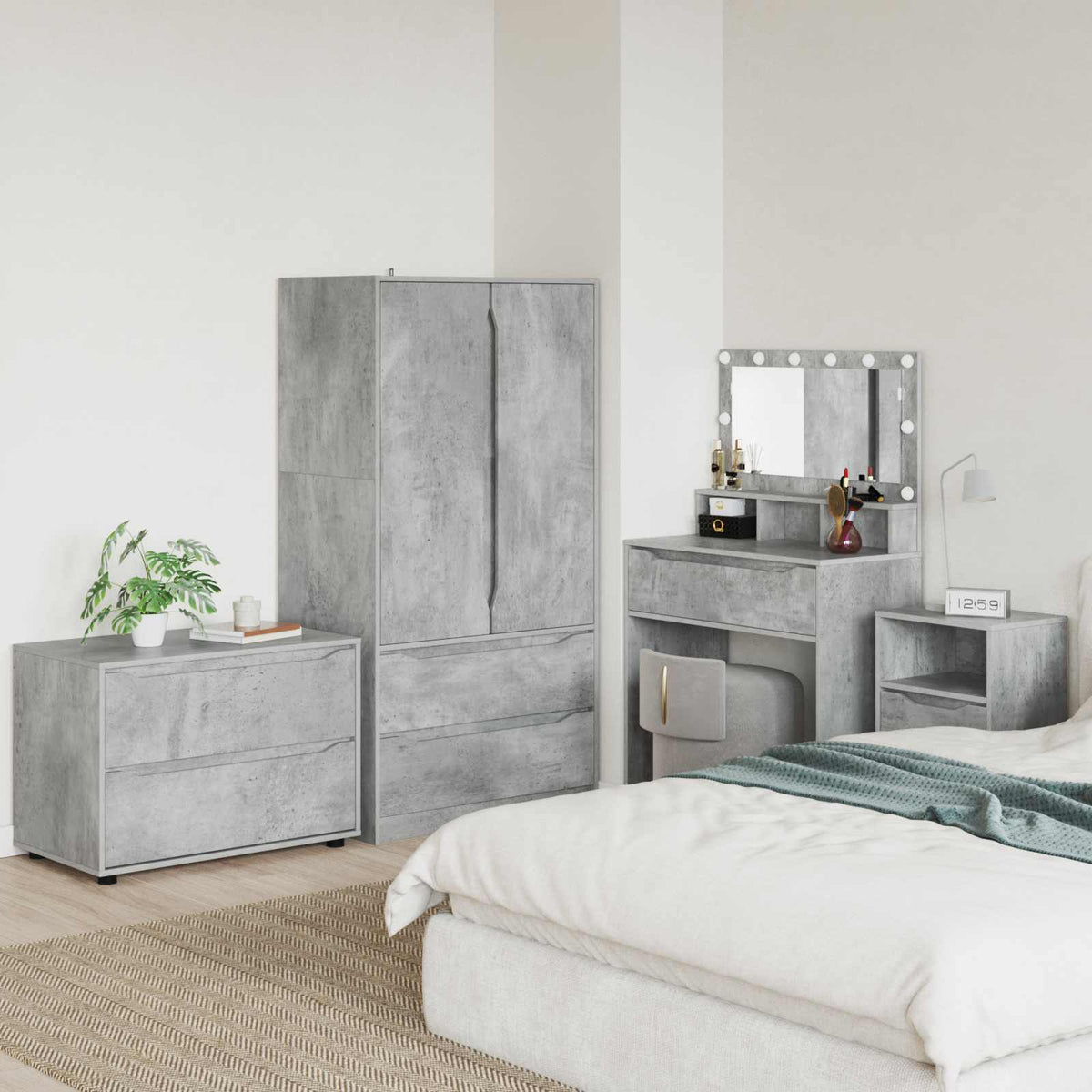 Storage Cabinet 80 x 48 x 57 cm Engineered Wood Concrete grey