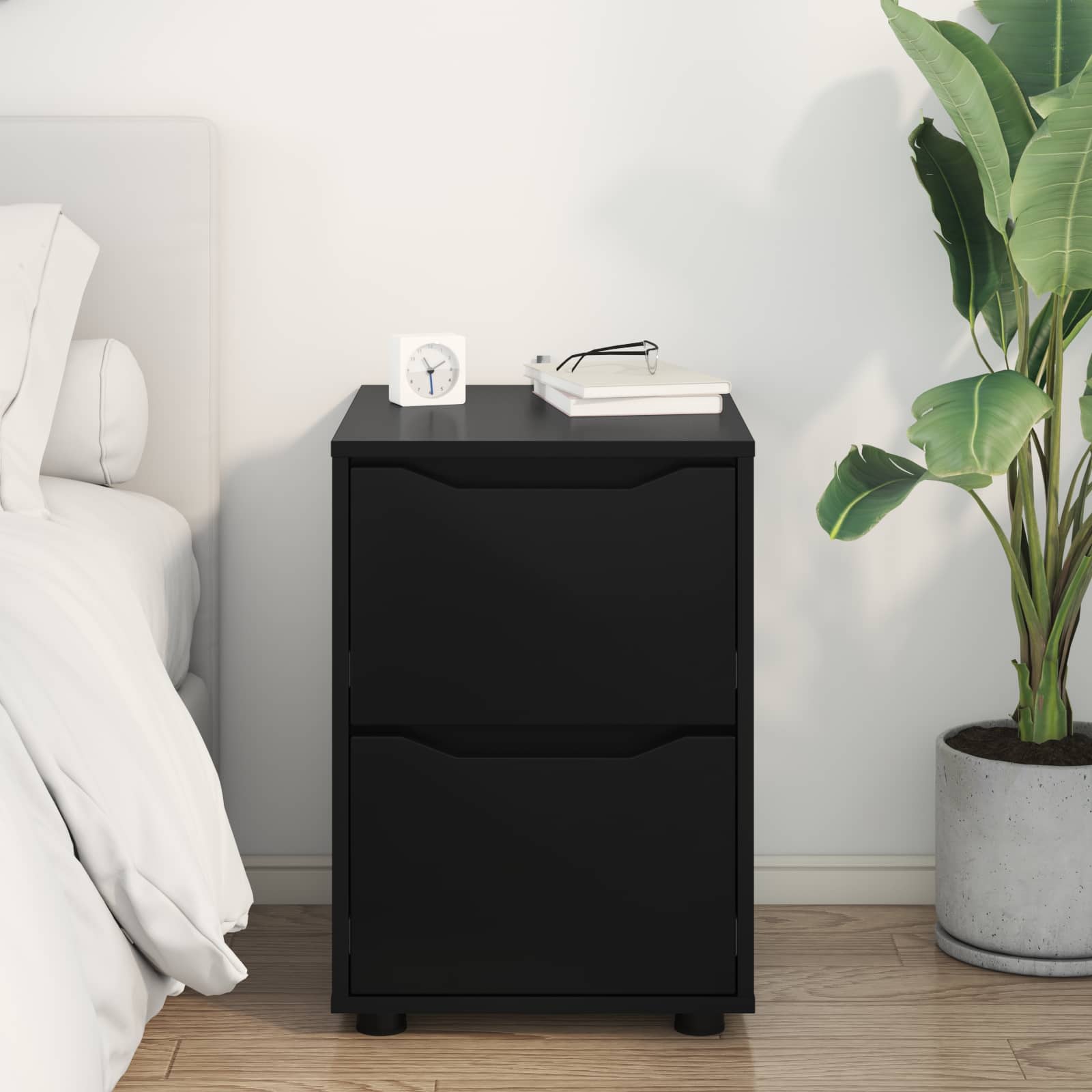 vidaXL Storage Cabinet 40 x 48 x 57 cm Engineered Wood Black 4