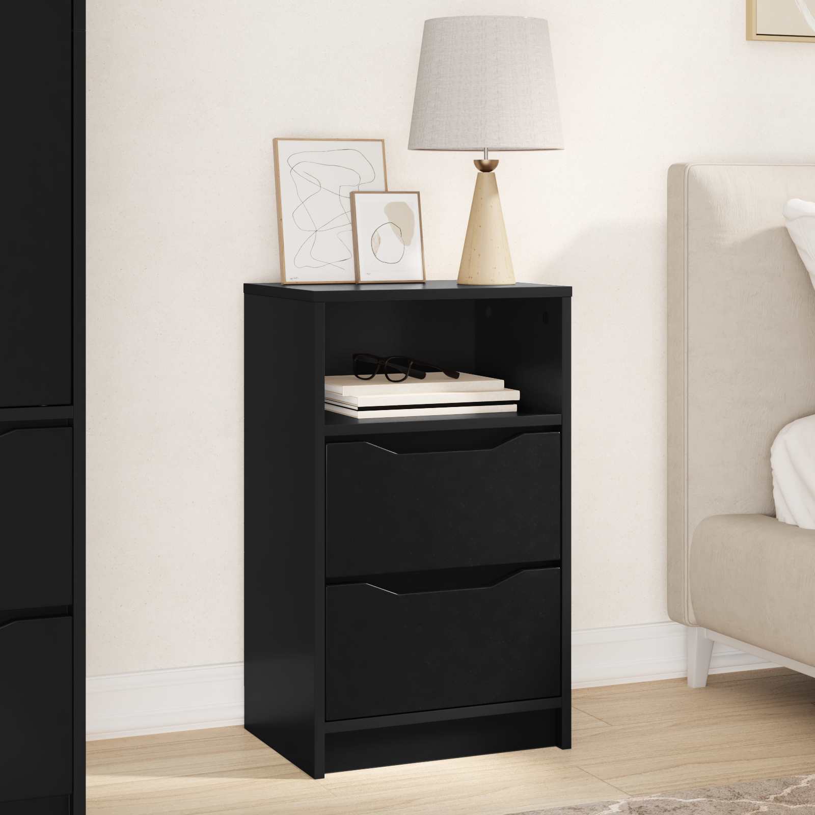 vidaXL Bedside Table Black 40 x 30 x 467 cm Engineered Wood 1