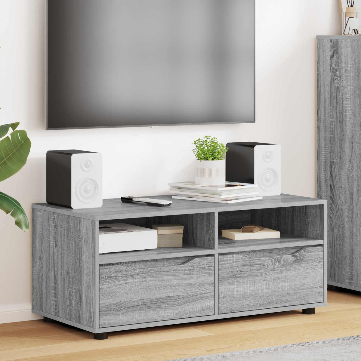 TV Cabinet 100 x 48 x 43 cm Engineered Wood Grey sonoma