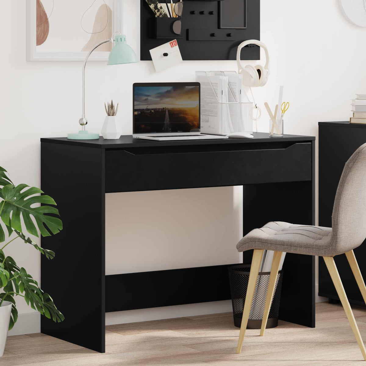 Desk with Drawer 100 x 50 x 78 cm Engineered Wood Black