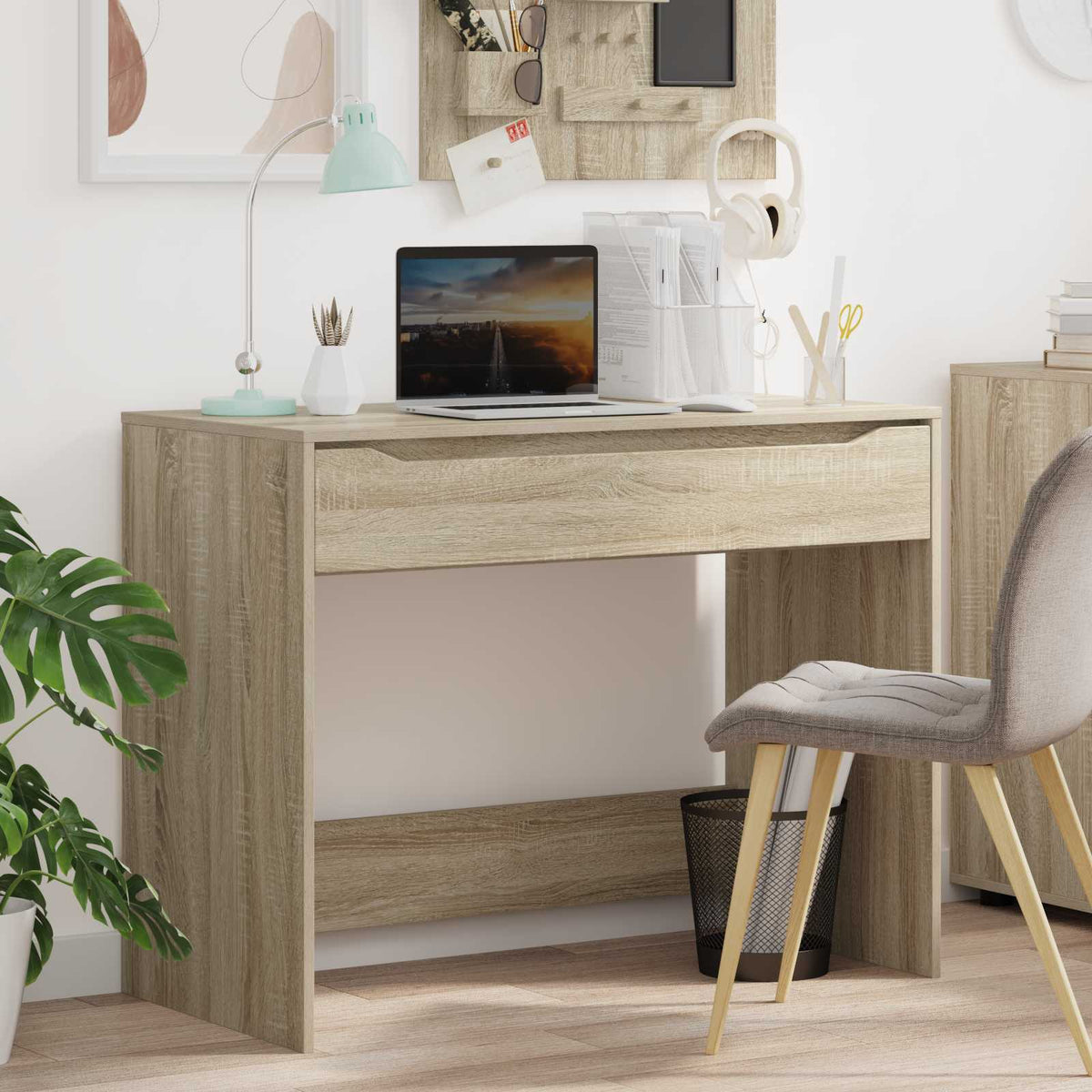 Desk with Drawer 100 x 50 x 78 cm Engineered Wood Sonoma oak