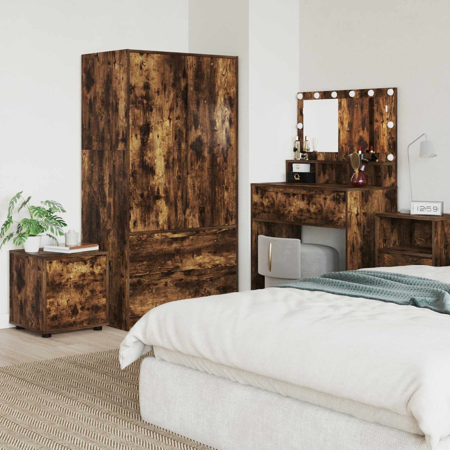 vidaXL Bathroom Cabinet 40.5 x 40 x 44 cm Engineered Wood Smoked Oak 1