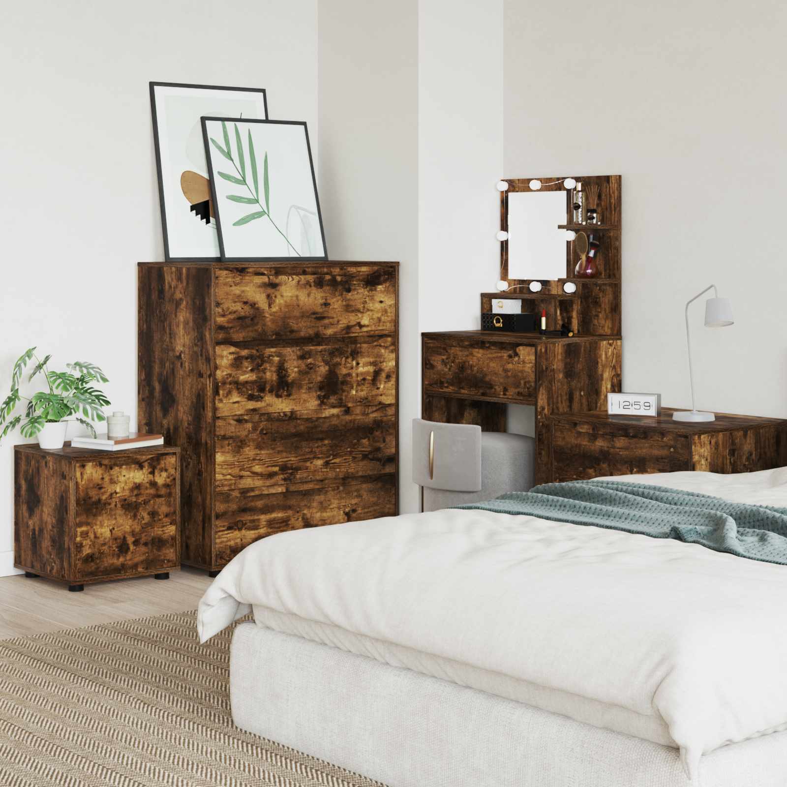vidaXL Bathroom Cabinet 40.5 x 40 x 44 cm Engineered Wood Smoked Oak 4