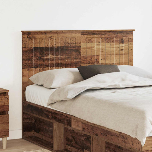 vidaXL Headboard Old Wood Engineered wood attached to a bed with bedding