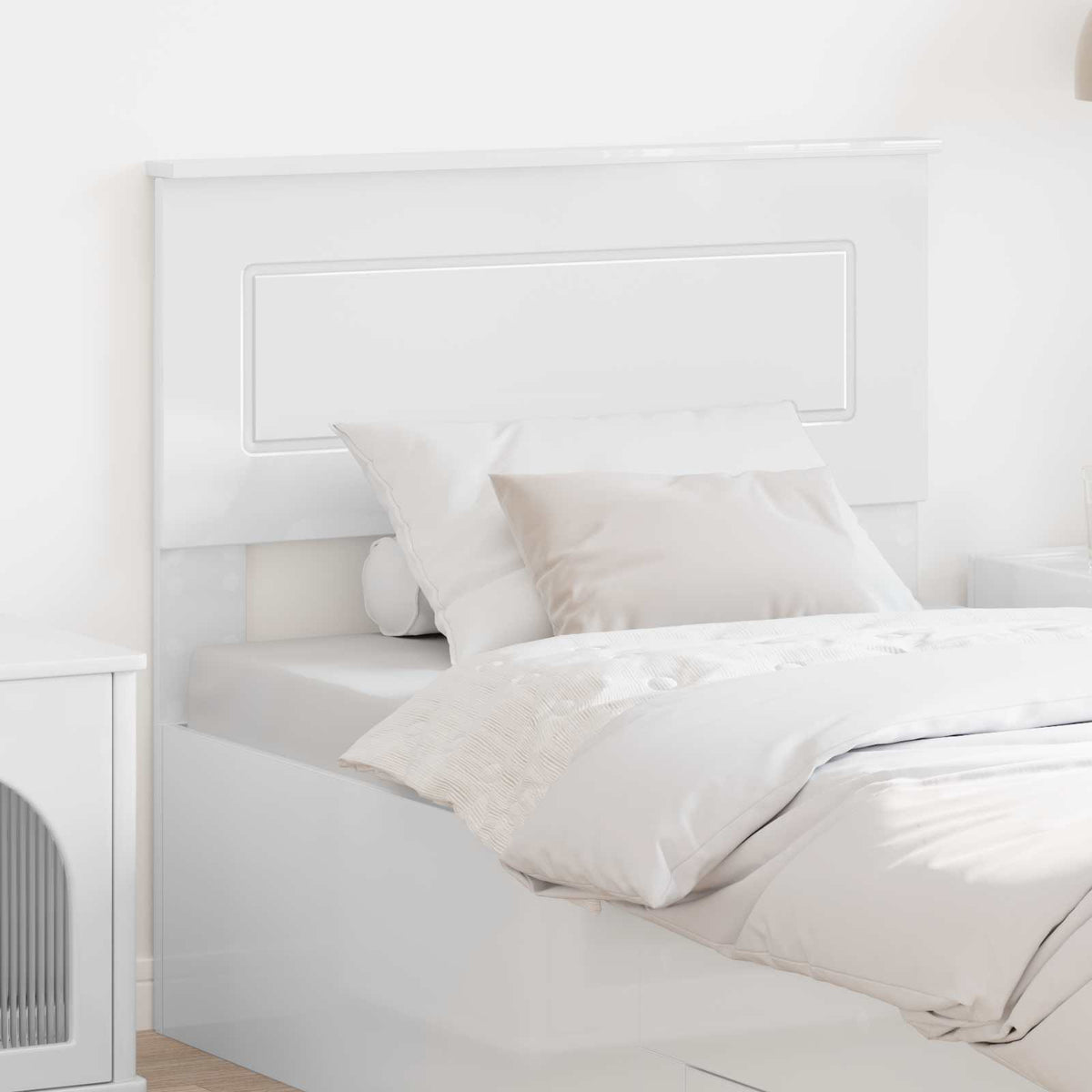 vidaXL Headboard Gloss White Engineered wood High gloss white