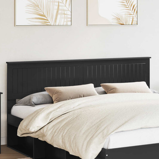 vidaXL Headboard Black Oak Engineered wood, a black wooden headboard attached to a bed