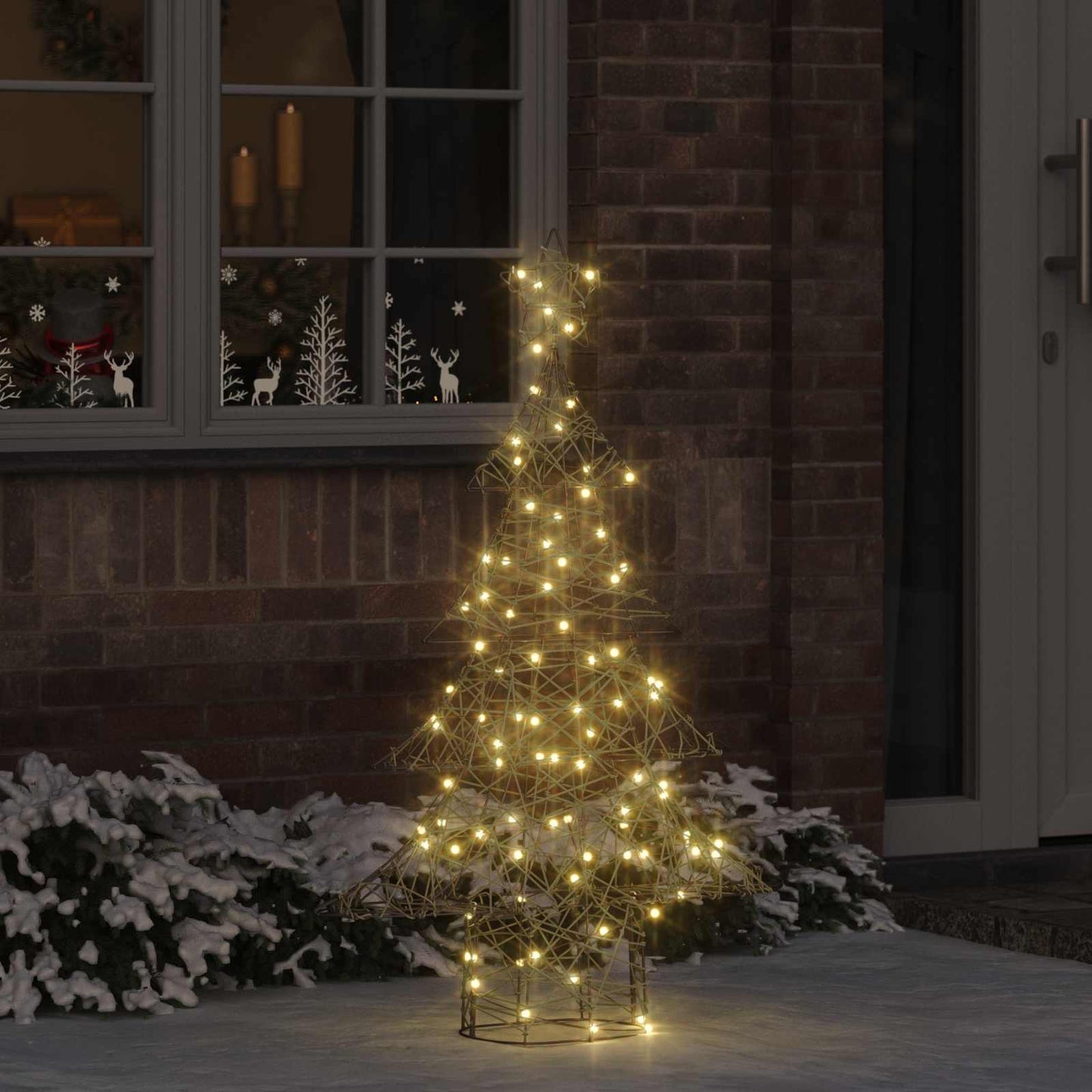 vidaXL Christmas Tree 120 LEDs Warm white 150 cm Rattan 1