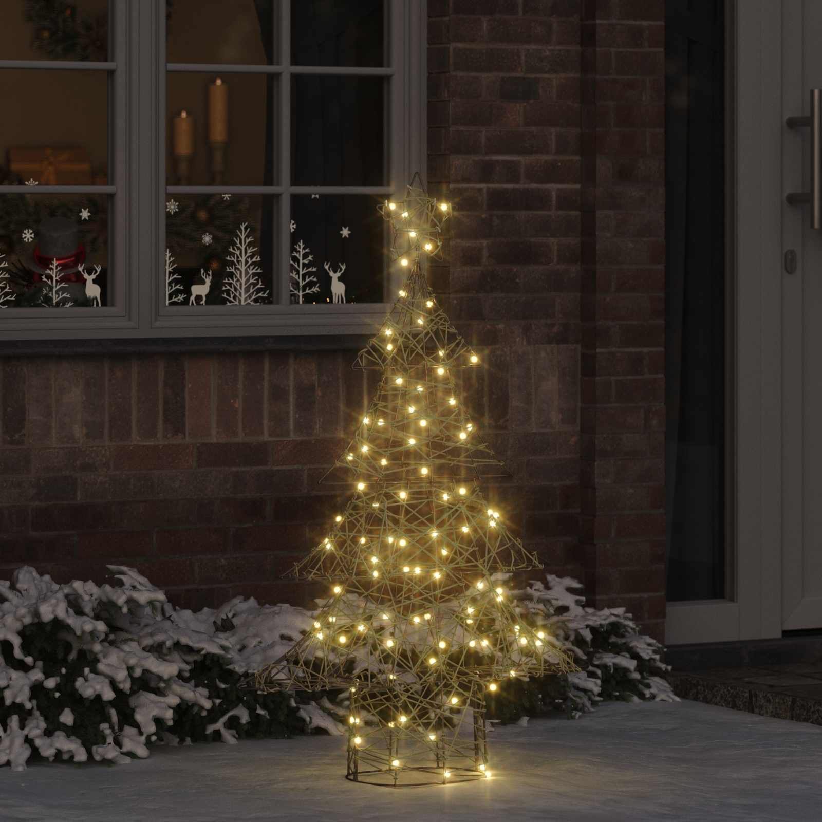 vidaXL Christmas Tree 120 LEDs Warm white 150 cm Rattan 1