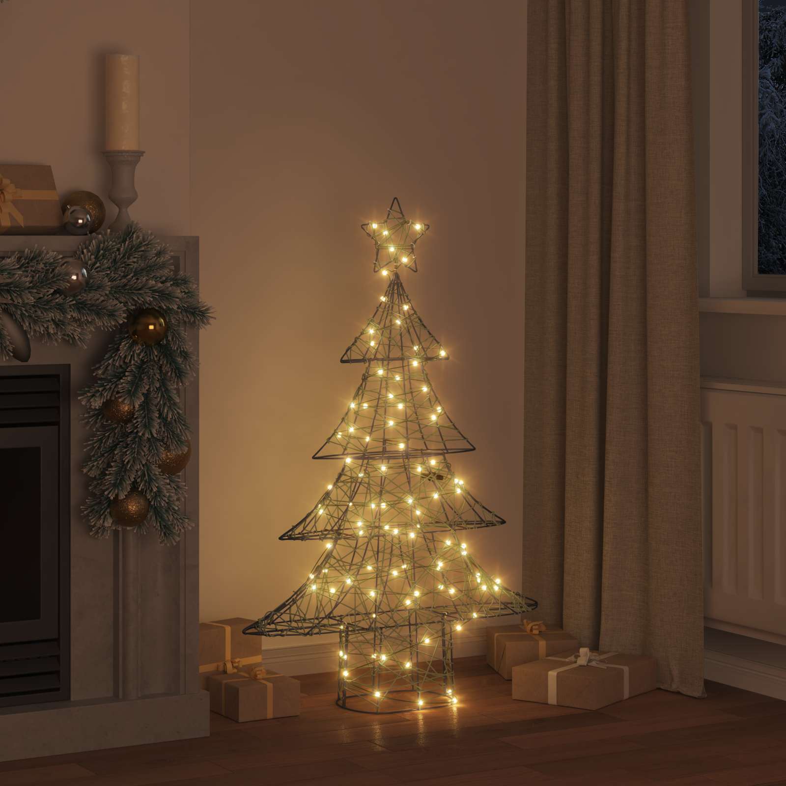 vidaXL Christmas Tree 120 LEDs Warm white 150 cm Rattan 3