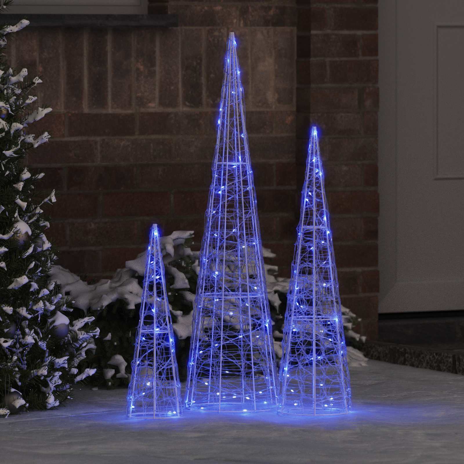 vidaXL Christmas Tree 3 pcs 90 LEDs Blue 20 x 20 x 80 cm Acrylic 1