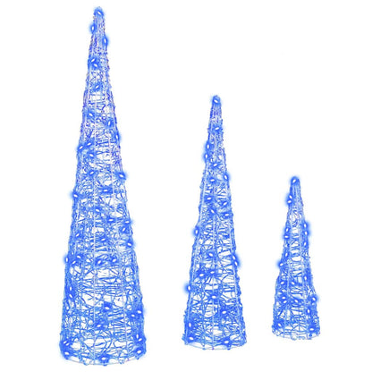 vidaXL Christmas Tree 3 pcs 90 LEDs Blue 20 x 20 x 80 cm Acrylic 2