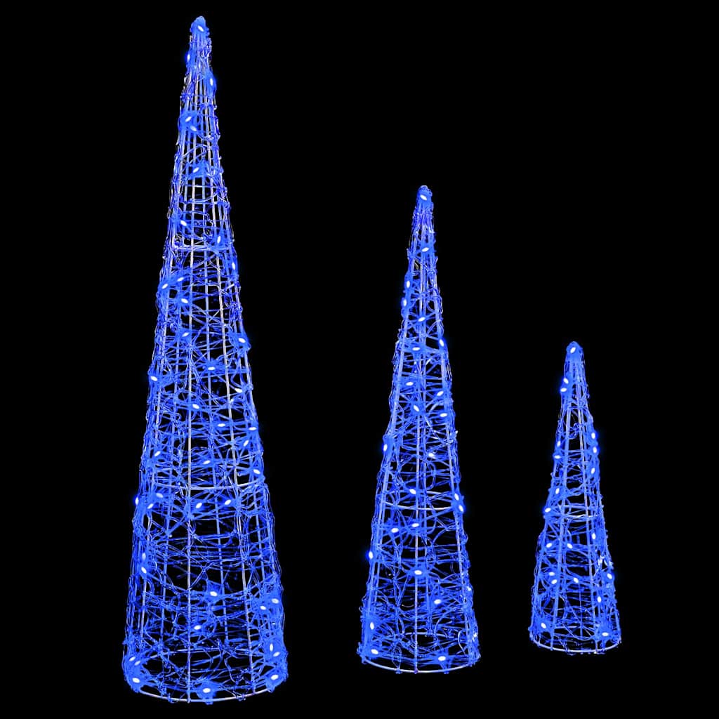 vidaXL Christmas Tree 3 pcs 90 LEDs Blue 20 x 20 x 80 cm Acrylic 4