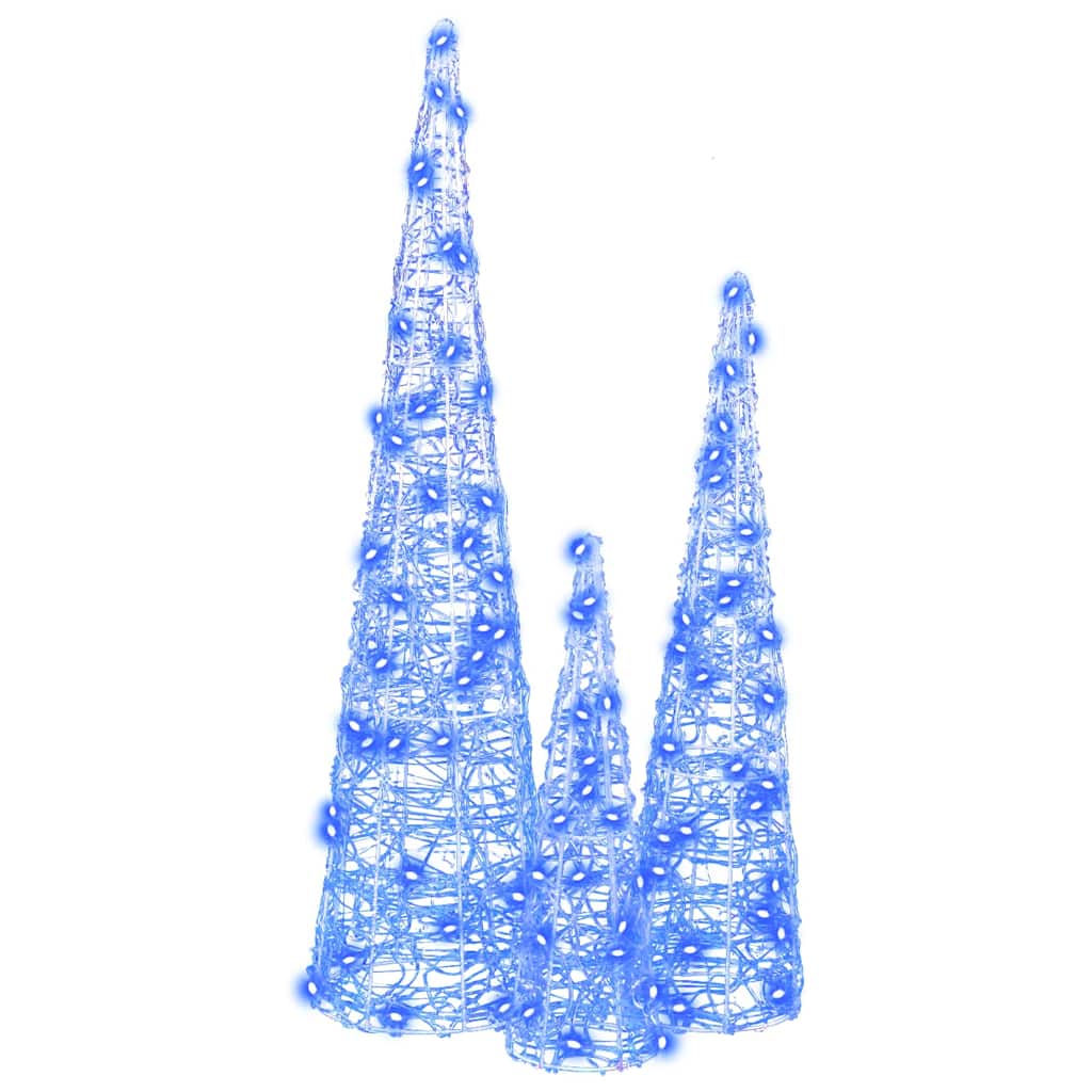 vidaXL Christmas Tree 3 pcs 90 LEDs Blue 20 x 20 x 80 cm Acrylic 5