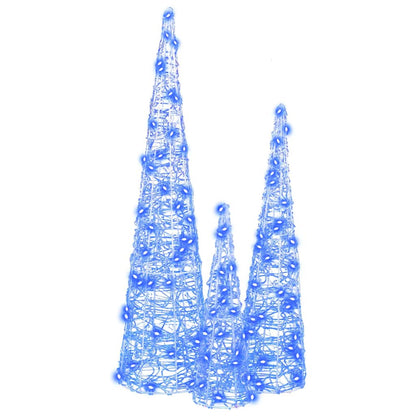 vidaXL Christmas Tree 3 pcs 90 LEDs Blue 20 x 20 x 80 cm Acrylic 5