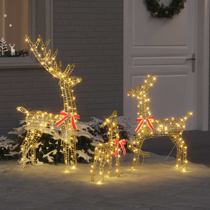 Reindeer Family 3 pcs 300 LEDs Warm white 67 x 26 x 127 cm PET Gold PET