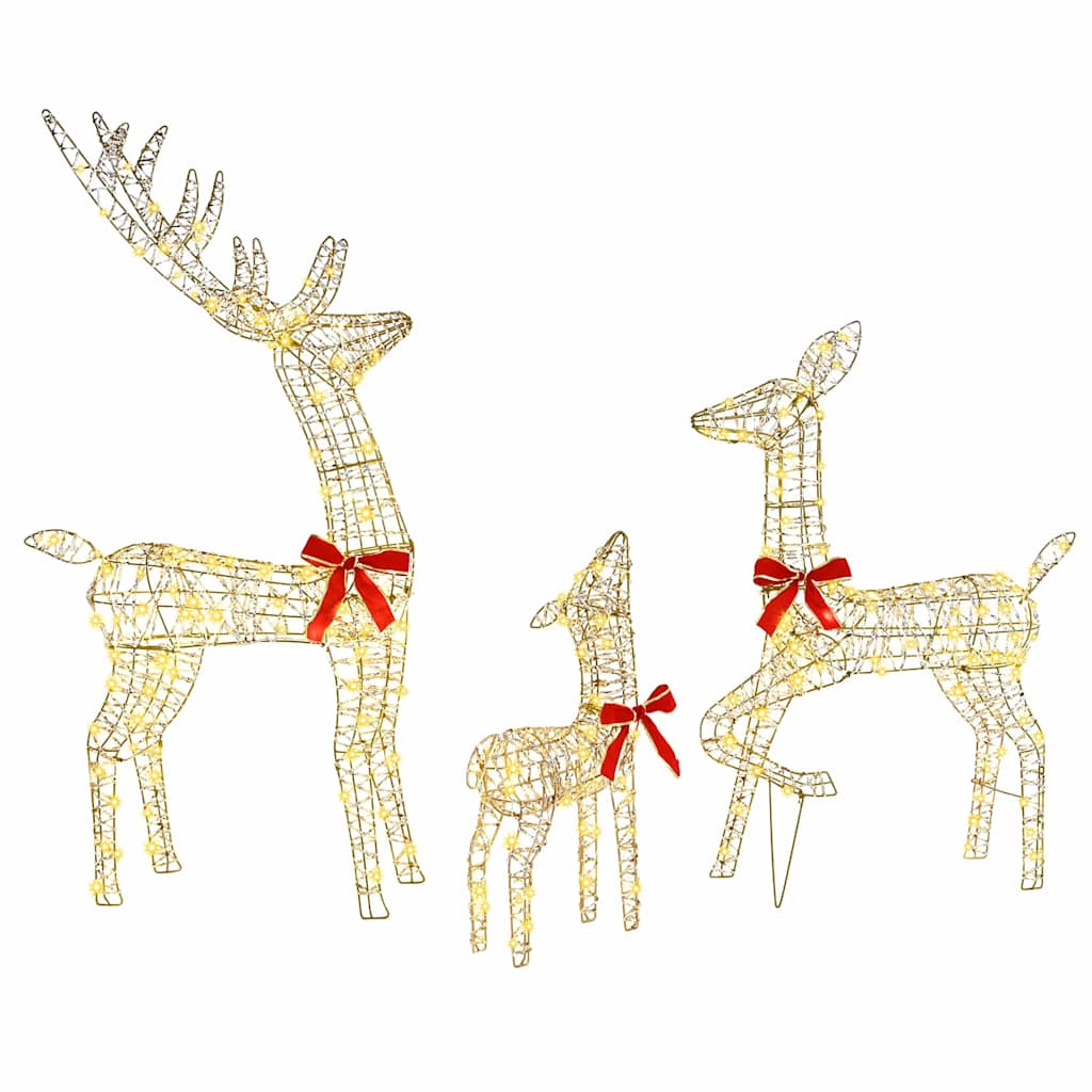 Reindeer Family 3 pcs 300 LEDs Warm white 67 x 26 x 127 cm PET Gold PET