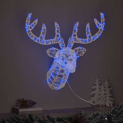 vidaXL Reindeer Head 140 LEDs Blue 68 x 36.5 x 62.5 cm Acrylic 3