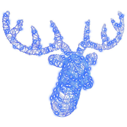 vidaXL Reindeer Head 140 LEDs Blue 68 x 36.5 x 62.5 cm Acrylic 2