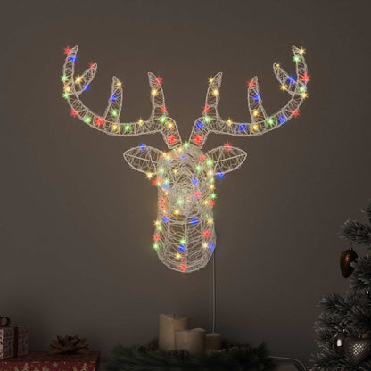 vidaXL Reindeer Head 140 LEDs Colourful 68 x 36.5 x 62.5 cm Acrylic 1
