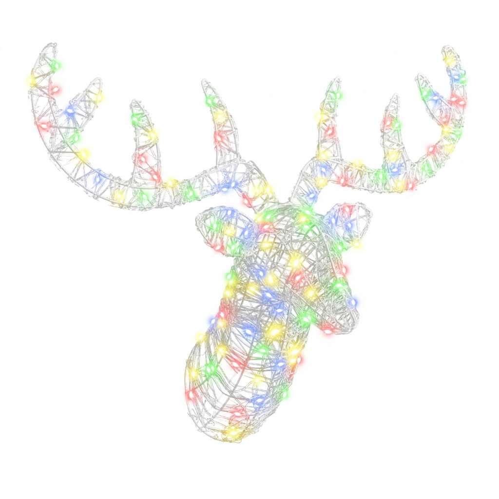 vidaXL Reindeer Head 140 LEDs Colourful 68 x 36.5 x 62.5 cm Acrylic 2