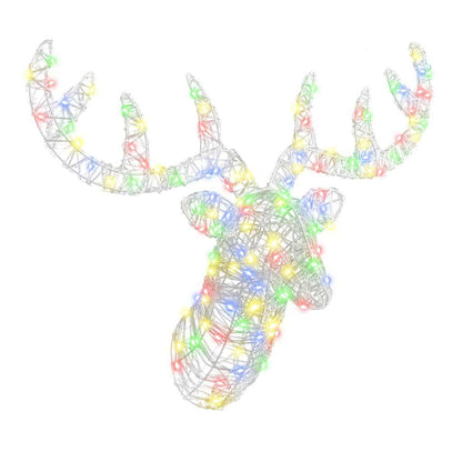 vidaXL Reindeer Head 140 LEDs Colourful 68 x 36.5 x 62.5 cm Acrylic 2