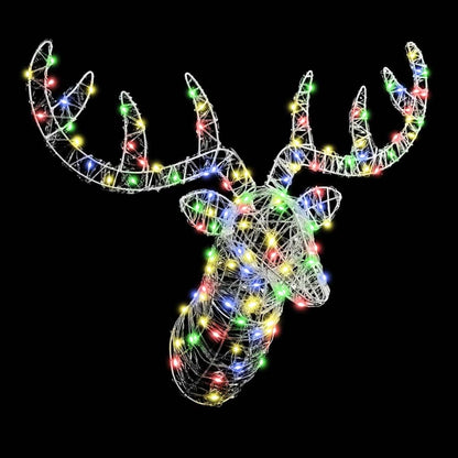 vidaXL Reindeer Head 140 LEDs Colourful 68 x 36.5 x 62.5 cm Acrylic 4