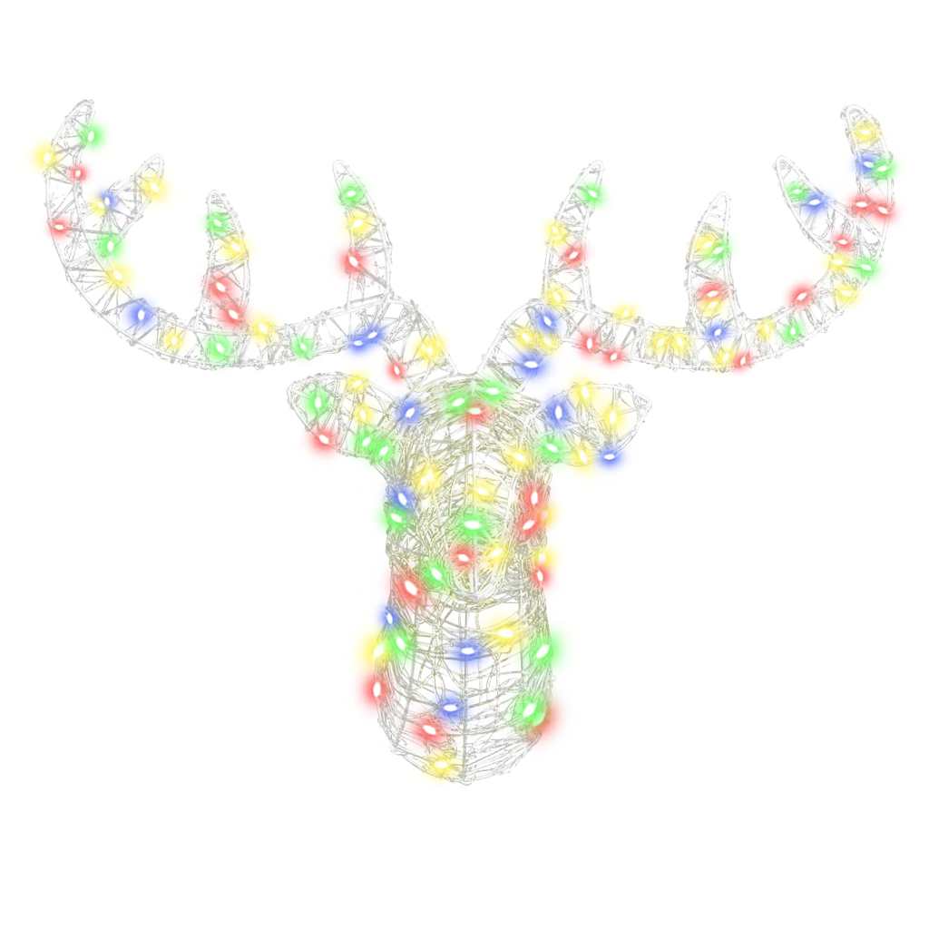vidaXL Reindeer Head 140 LEDs Colourful 68 x 36.5 x 62.5 cm Acrylic 5
