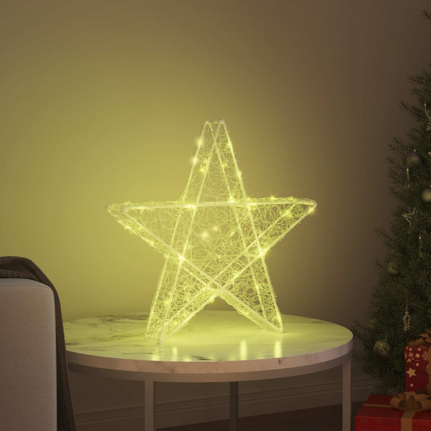 vidaXL 3D Star 50 LEDs Warm white 55 x 53.5 x 10 cm Acrylic 3