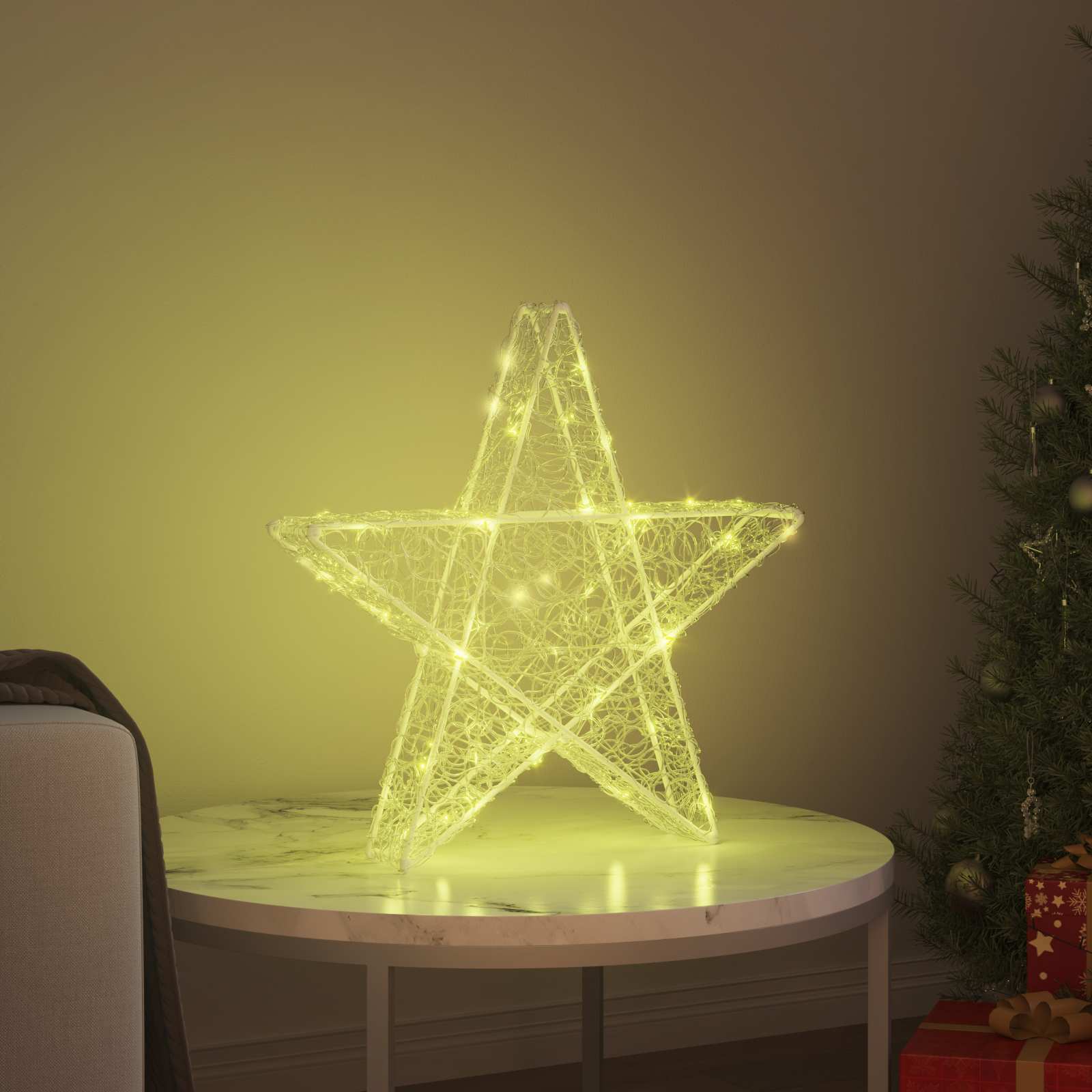 vidaXL 3D Star 50 LEDs Warm white 55 x 53.5 x 10 cm Acrylic 3