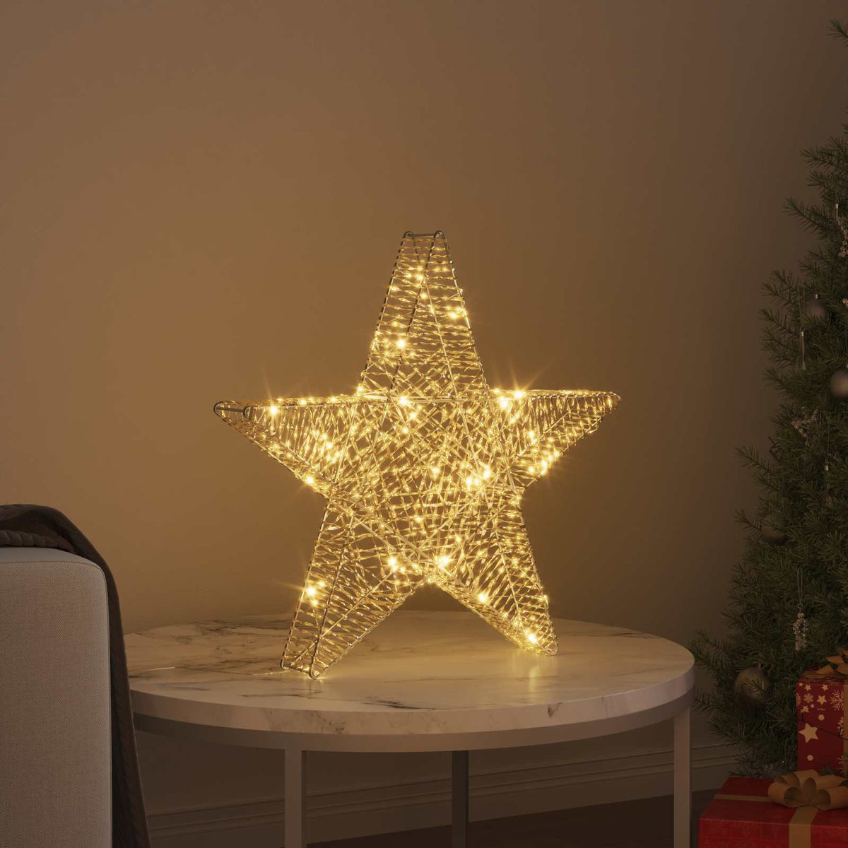 vidaXL 3D Star 50 LEDs Warm white 55 x 52.5 x 9 cm PET 3