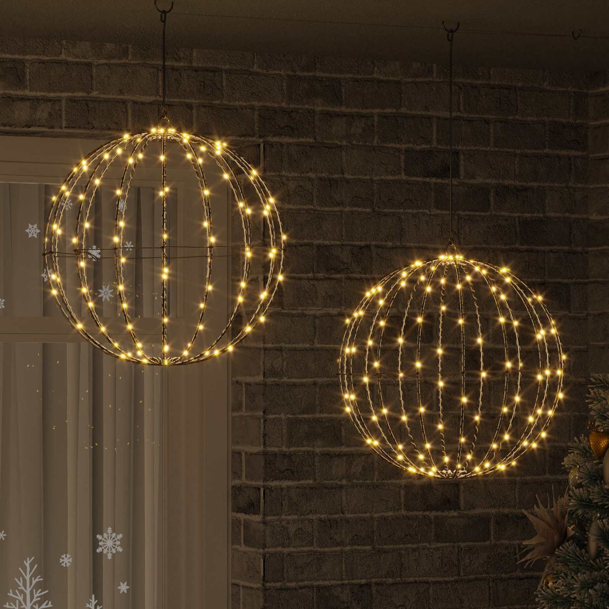 vidaXL Ball 2 pcs Warm white 50 x 50 x 52 cm Metal 320 LEDs 1