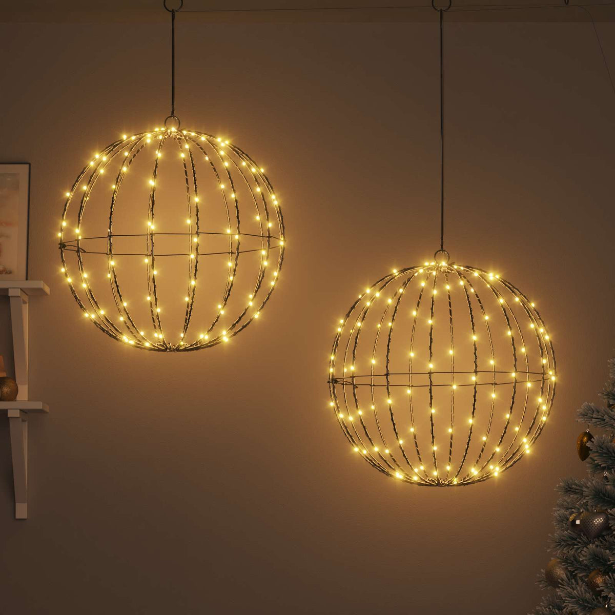 vidaXL Ball 2 pcs Warm white 50 x 50 x 52 cm Metal 320 LEDs 3