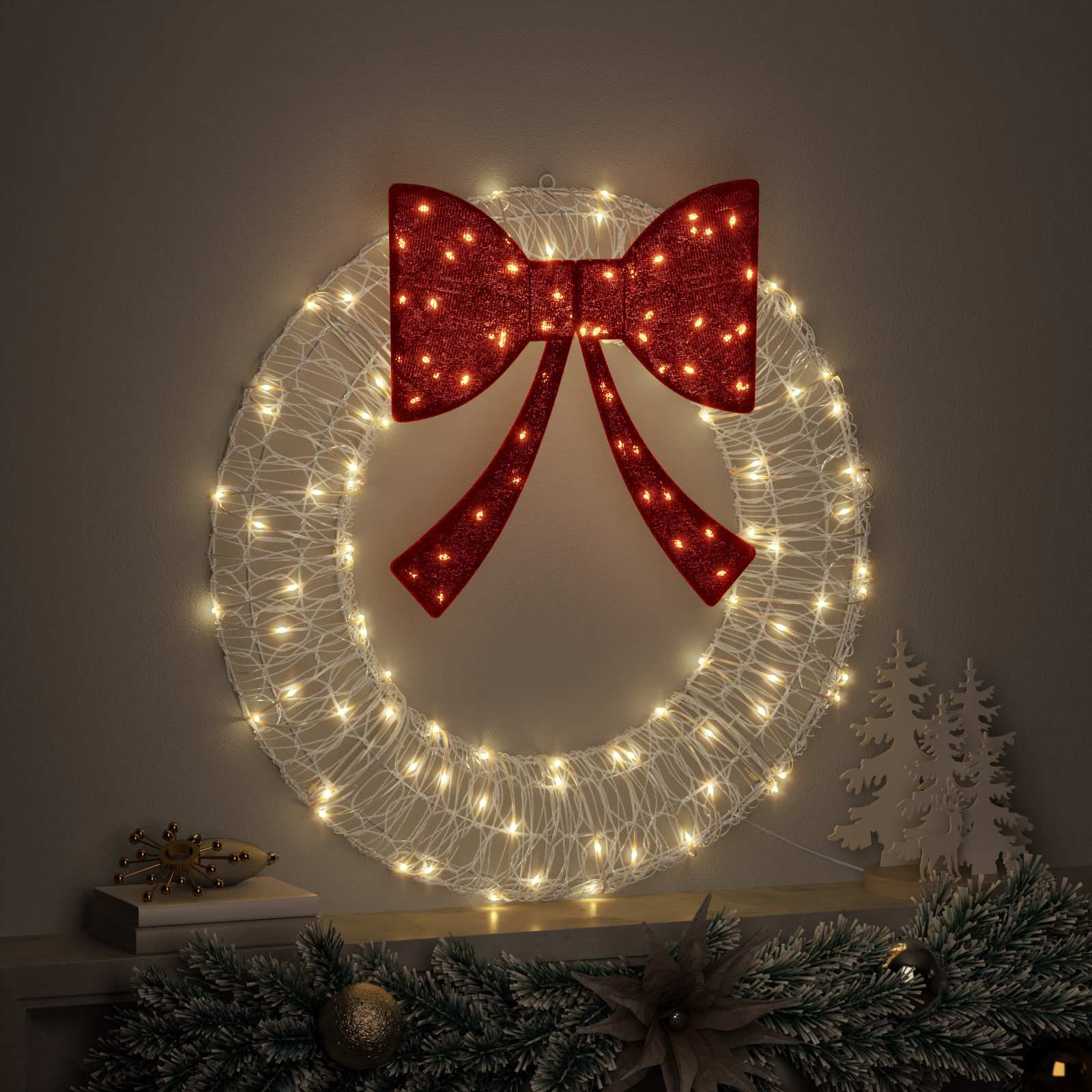 vidaXL Wreath 60 LEDs Warm white 76 x 76 x8.5 cm Acrylic 3