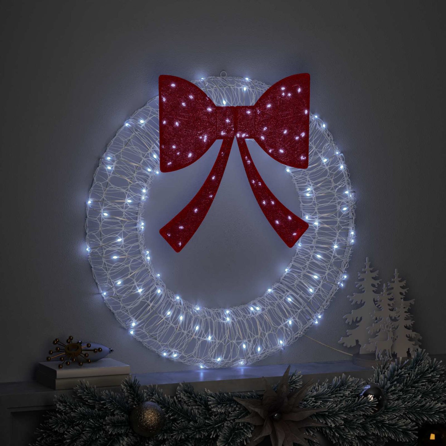 vidaXL Wreath 60 LEDs Cold white 76 x 76 x8.5 cm Acrylic 3