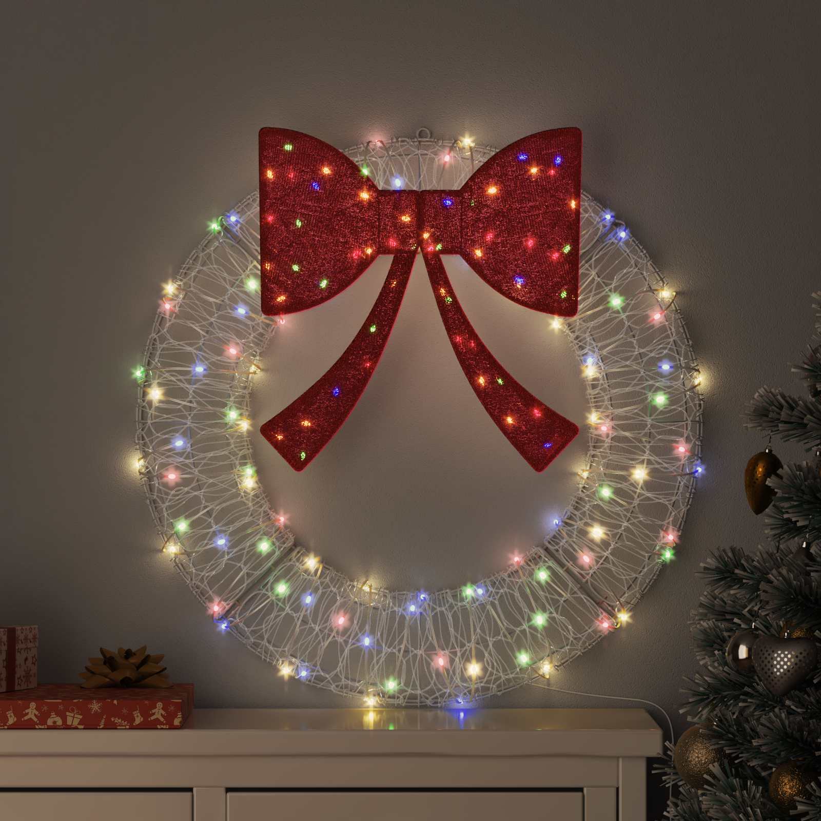 vidaXL Wreath 60 LEDs Multicolour 76 x 76 x8.5 cm Acrylic 1