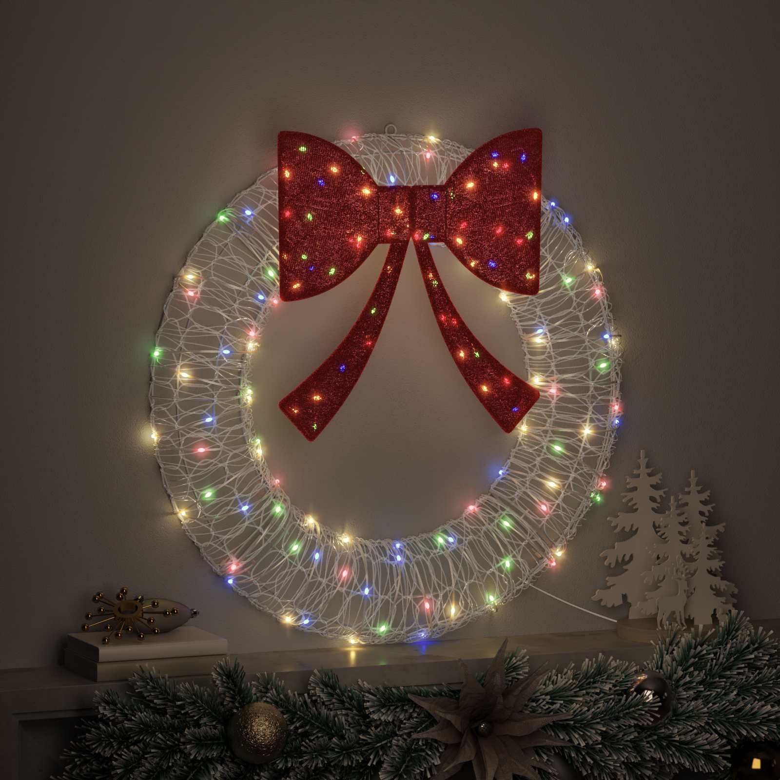 vidaXL Wreath 60 LEDs Multicolour 76 x 76 x8.5 cm Acrylic 3