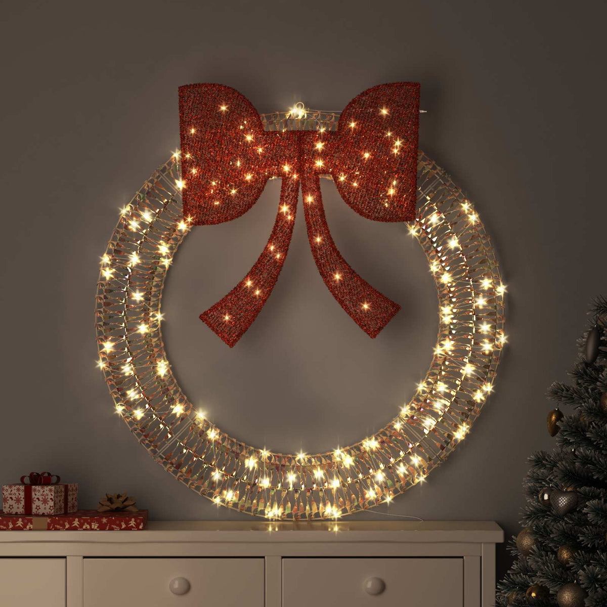 vidaXL Wreath Warm white 75 x 75 x 8 cm PET 60 LEDs