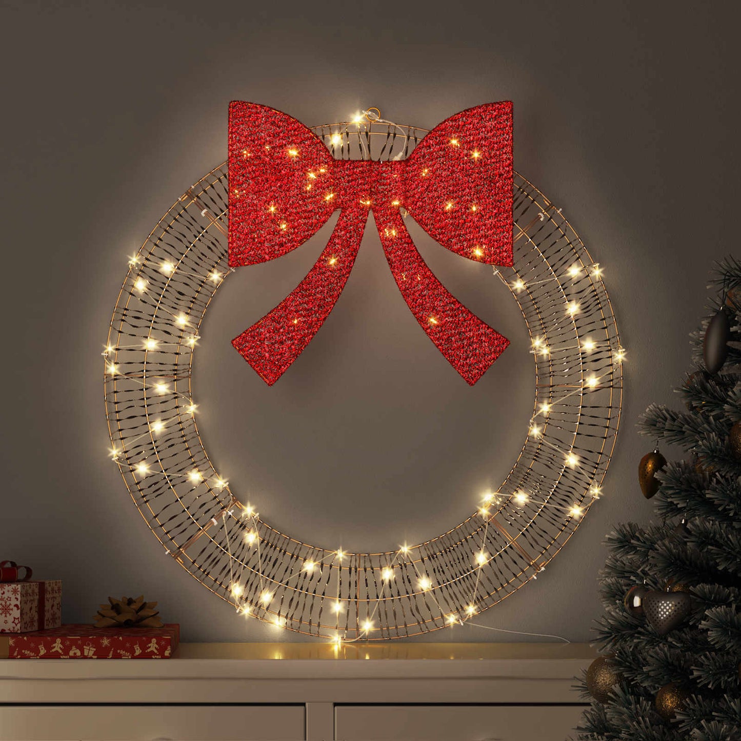 vidaXL Wreath 60 LEDs Warm white 76 x 76 x 8 cm PET 1
