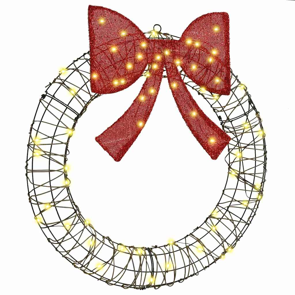 vidaXL Wreath 60 LEDs Warm white 75 x 75 x 8 cm Rattan 2