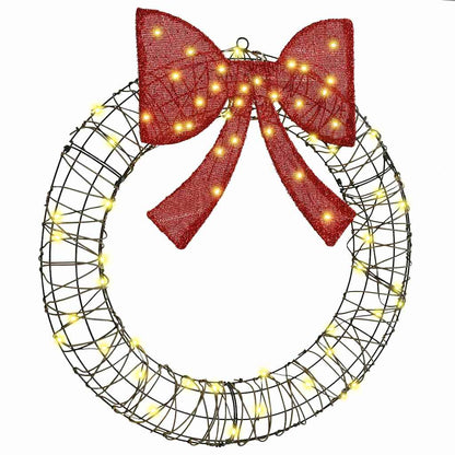 vidaXL Wreath 60 LEDs Warm white 75 x 75 x 8 cm Rattan 2