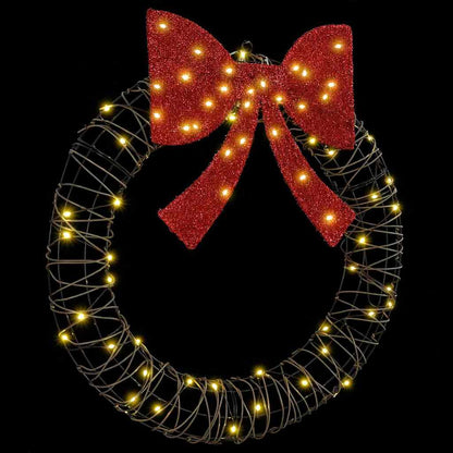 vidaXL Wreath 60 LEDs Warm white 75 x 75 x 8 cm Rattan 4