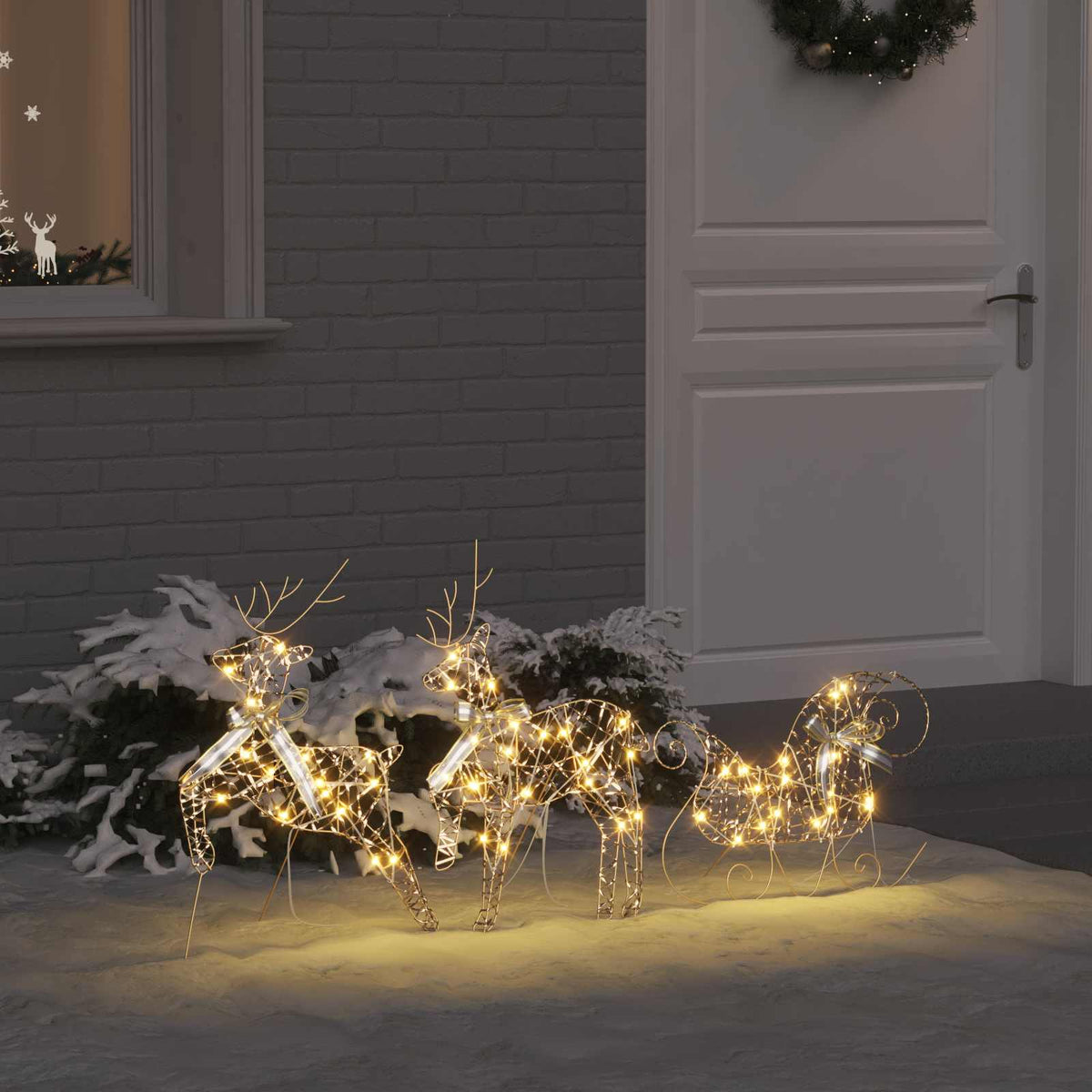 vidaXL LED Reindeers 3 pcs 60 LEDs Warm White 44.5 x 18 x 66 cm PET 1