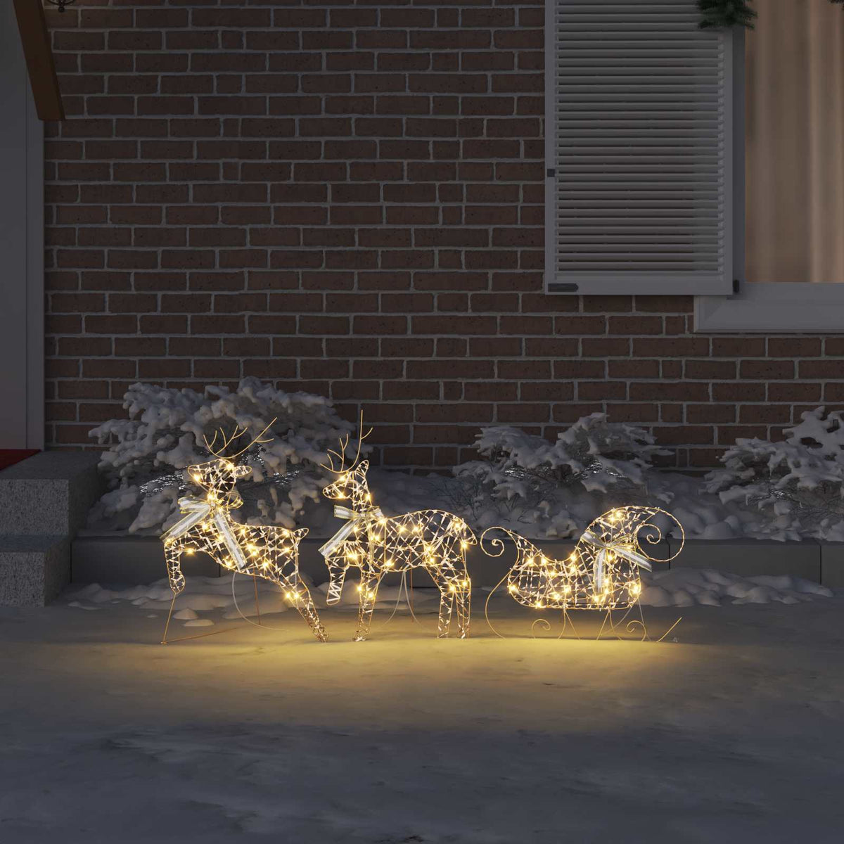 vidaXL LED Reindeers 3 pcs 60 LEDs Warm White 44.5 x 18 x 66 cm PET 3