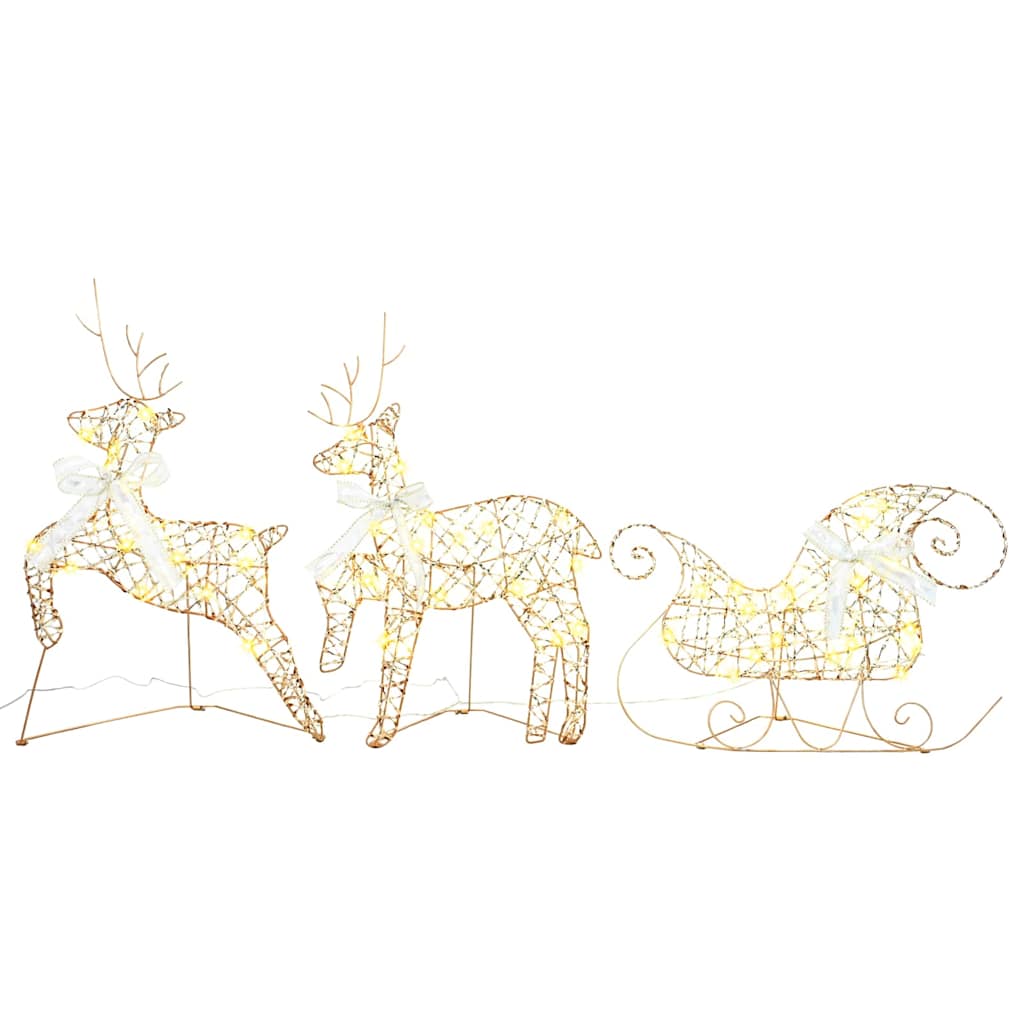 vidaXL LED Reindeers 3 pcs 60 LEDs Warm White 44.5 x 18 x 66 cm PET 2